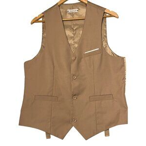 Wehilion Men's  Size M Champagne Formal Jacket Vest 4 Button Front